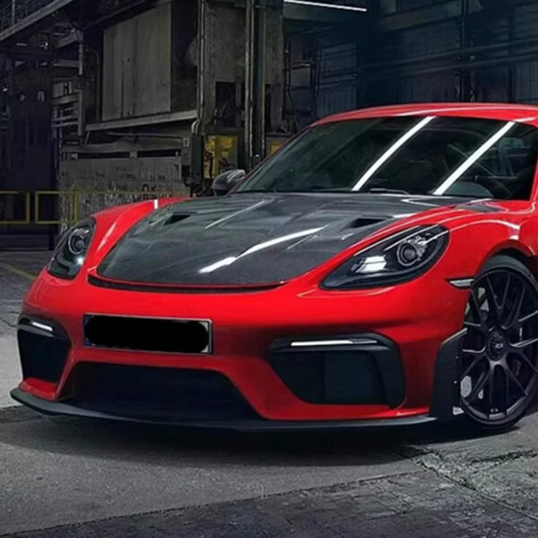 Car Parts For Porsche 718 Cayman 2016+Body Kit Half Carbon Fiber GT- 4RS Style Front Bumper Lip - Image 4